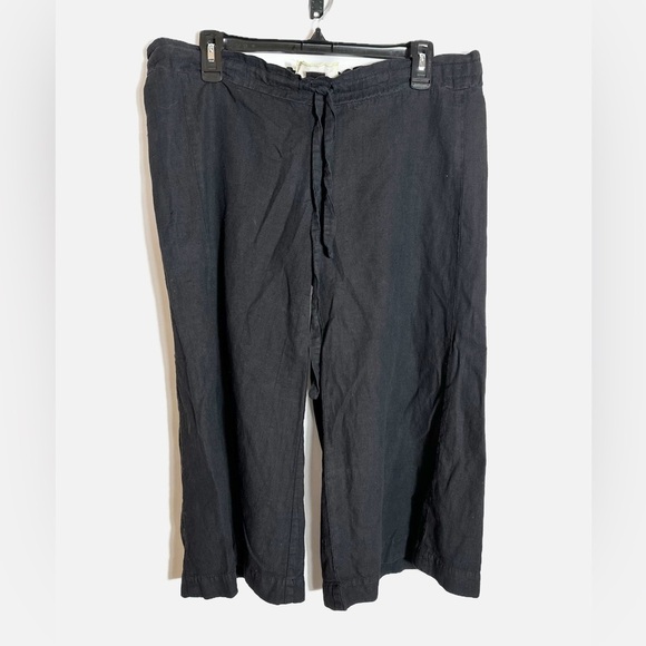 Staci Woo Black Wide Leg Capri Pants - Picture 1 of 3